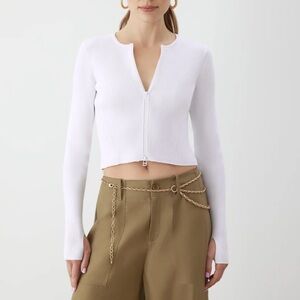 GSTQ Ribbed Double-Zip Cardigan, NWT, S